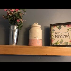 Rae Dunn pink polka dot “treat” canister.